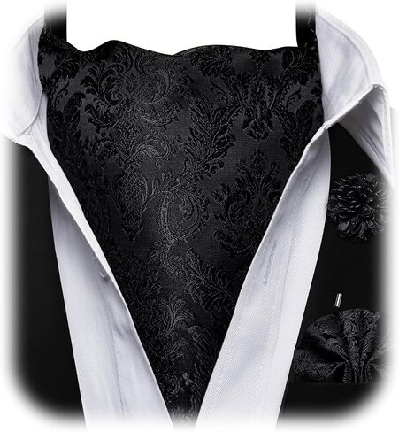 Ascot Tie Set for Men Paisley Floral Classic Cravat Silk Woven Pocket Square Lapel Pin Self Tie Scarf Wedding Party in Saudi Arabia