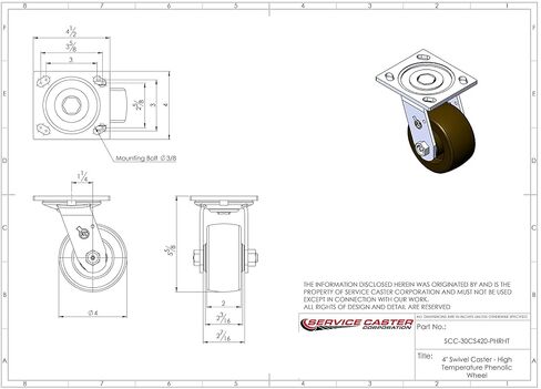 عجلة دوارة من الفينول ذات درجة حرارة عالية 4 بوصة مع محمل أسطواني in Kuwait