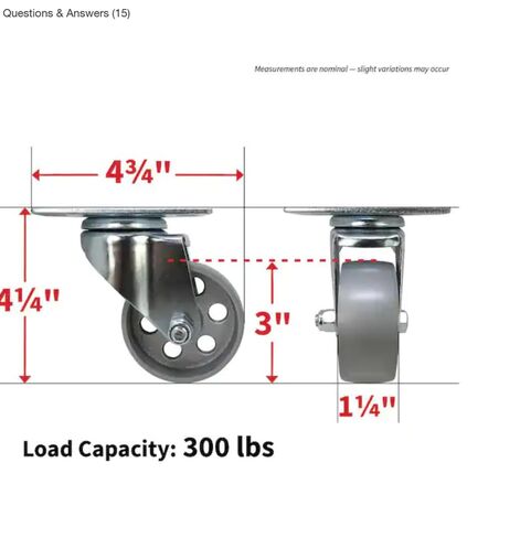 Everbilt 3 بوصة. عجلة ذات لوحة دوارة من الحديد الزهر باللون الرمادي بوزن 300 رطل. تصنيف الحمل in Kuwait