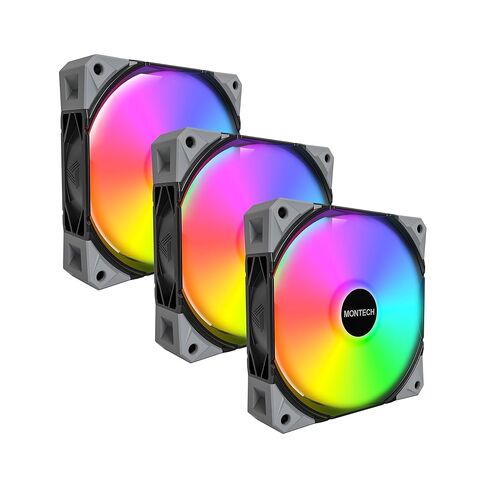 مروحة حافظة MONTECH E28 ARGB 120 مم، مروحة بسمك 28 مم لتعزيز كفاءة التبريد، PWM 4-Pin، محمل FDB، ضوضاء منخفضة هادئة، 2000 دورة في الدقيقة، متوافقة مع AIO (أسود، حزمة واحدة) in Kuwait