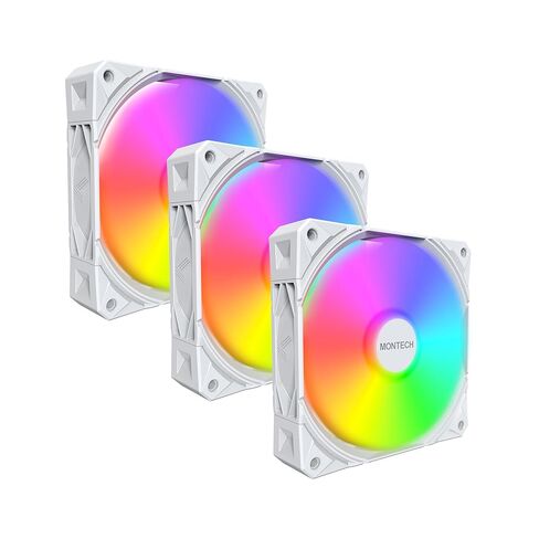 مروحة حافظة MONTECH E28 ARGB 120 مم، مروحة بسمك 28 مم لتعزيز كفاءة التبريد، PWM 4-Pin، محمل FDB، ضوضاء منخفضة هادئة، 2000 دورة في الدقيقة، متوافقة مع AIO (أسود، حزمة واحدة) in Kuwait