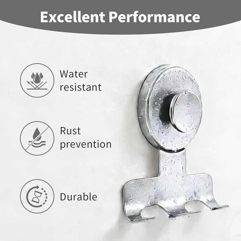 Suction Cup Razor Holder,Stainless Steel Wall Mount Hooks,Heavy-Duty to 15 lbs,No-Drill Shower Hooks for Razors, Towels and Loofahs (Brushed Silver, 2 Pack) in Saudi Arabia