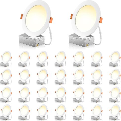 40 حزمة 4 بوصة 5CCT إضاءة سقف غائرة LED رفيعة للغاية مع صندوق توصيل، 2700K-5000K قابلة للتحديد، 9W Eqv 80W، إضاءة سفلية رفيعة قابلة للتعتيم بدون علبة، سطوع عالي - تصنيف IC، ETL&Energy Star in Kuwait