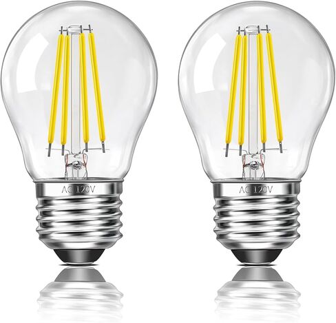 لمبة خيوط إديسون G45 LED 4 وات (ما يعادل 40 وات)، 2700 كلفن أبيض دافئ، E26 قاعدة زجاجية شفافة صغيرة لمبات إضاءة كروية للأضواء المعلقة والثريات، غير قابلة للتعتيم، عبوتان in Kuwait