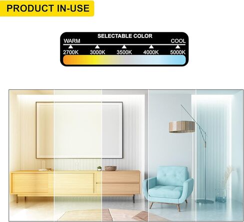 NUWATT 6 عبوات 3 بوصات مربعة رفيعة جدًا من إضاءة LED غائرة، يمكن اختيارها 2700K/3000K/3500K/4000K/5000K، 550 لومن قابلة للتعتيم، تصنيف IC، ضوء لوحة نحيف أبيض، أضواء رقاقة بدون كان، صندوق J معدني in Saudi Arabia