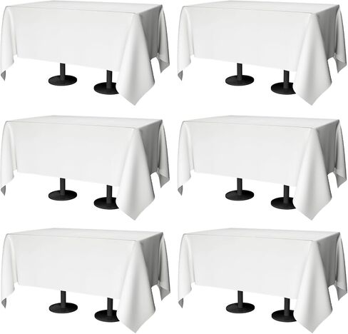 70x120 Table Cloth - 6 Pack Rectangular White Washable Stain and Wrinkle Resistant Polyester Table Cover for Dining Tables, Various Parties and Camping (White) in Saudi Arabia