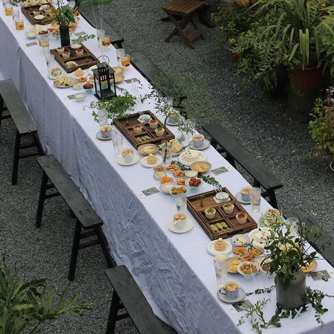70x120 Table Cloth - 6 Pack Rectangular White Washable Stain and Wrinkle Resistant Polyester Table Cover for Dining Tables, Various Parties and Camping (White) in Saudi Arabia