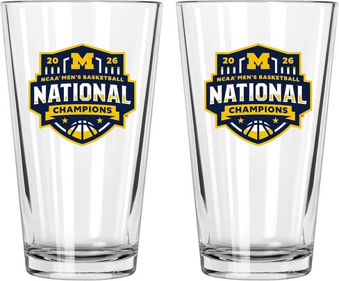 شركة The Memory Company مرخصة رسميًا من NCAA College Basketball Champs 2026 2pk 16oz Pint Glass Set، DP، National Basketball Champs 2026، جامعة ميشيغان in Saudi Arabia