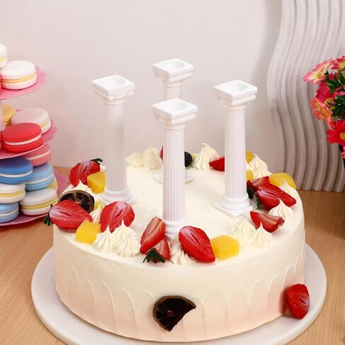 STOBAZA Roman Cake Pillars Set 8 Pieces 4.92 Inch Tall Cake Support Columns for Tiered Wedding and Birthday Cakes Diy Decoration Stands in Kuwait