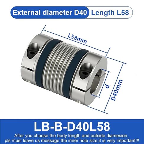 Shaft Coupling Bellows Flexible Motor Coupler CNC Aluminium High Elasticity Universal Joint Printer(LB-D-D40L50-8X12) in Saudi Arabia