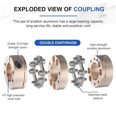 CNC Motor Diaphragm Couplings Double Disc Clamp Type Flexible Shaft Coupler(22X22) in Saudi Arabia