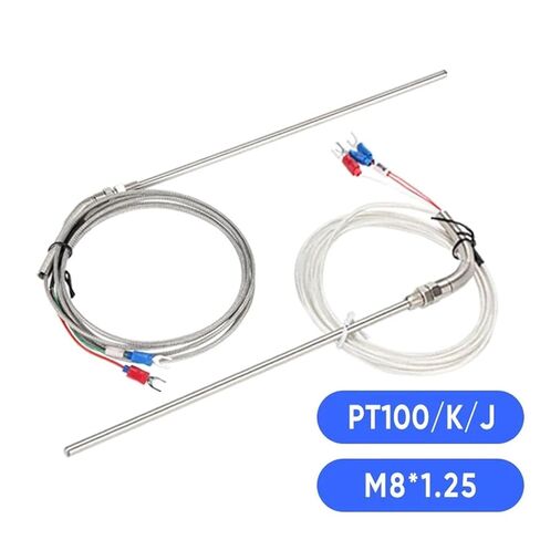 Screw Thermocouple M8 1m 2m 3m 5m Type K J PT100 50mm 100mm 150mm 200mm Compression Spring Probe Temperature Sensor(3m M8 K,100mm) in Saudi Arabia