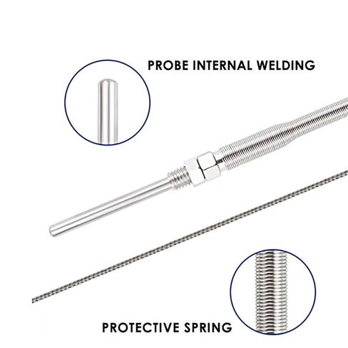 Screw Thermocouple M8 1m 2m 3m 5m Type K J PT100 50mm 100mm 150mm 200mm Compression Spring Probe Temperature Sensor(3m M8 K,100mm) in Saudi Arabia