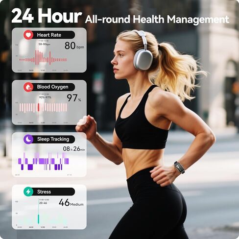 ساعة AMOLED لتتبع اللياقة البدنية مع معدل ضربات القلب 24/7/مراقب SpO2/النوم، ساعة ذكية مقاومة للماء IP68، عداد الخطوات والسعرات الحرارية، عداد الخطى، أجهزة تتبع النشاط الصحي للسباحة والساعات الذكية للنساء والرجال in Kuwait