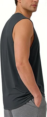 Men's Tank Top - Quick-Dry Breathable Sleeveless Shirt for Gym Running Workout, Loose Fit Round Neck Active Undershirt in Saudi Arabia