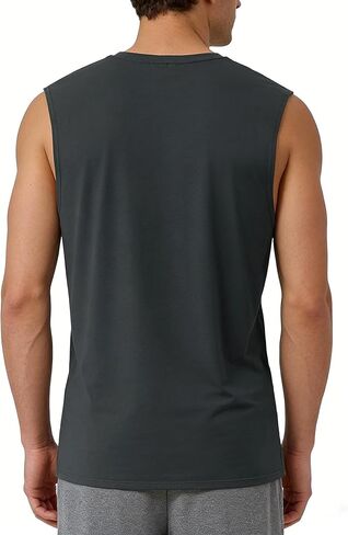 Men's Tank Top - Quick-Dry Breathable Sleeveless Shirt for Gym Running Workout, Loose Fit Round Neck Active Undershirt in Saudi Arabia