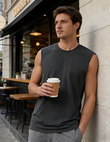Men's Tank Top - Quick-Dry Breathable Sleeveless Shirt for Gym Running Workout, Loose Fit Round Neck Active Undershirt in Saudi Arabia