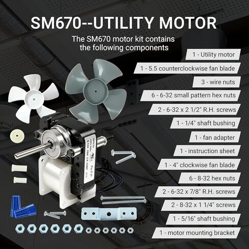 EP670 SM670 العالمي فائدة منفاخ المحرك Uni Kit 3000RPM CW/CCW 120V يستبدل 653026 250340 250355 33-670 90970 in Kuwait