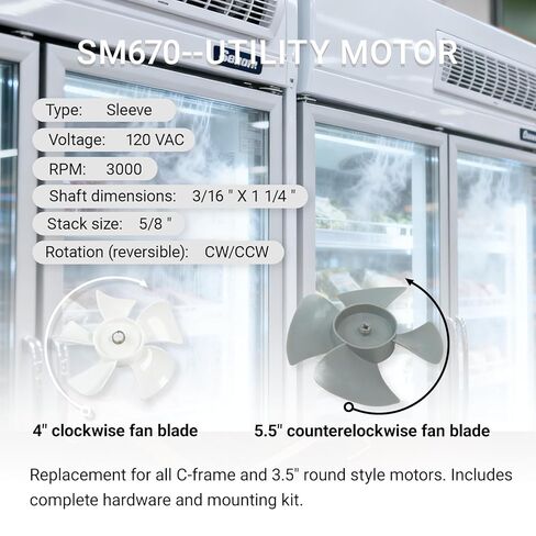 EP670 SM670 العالمي فائدة منفاخ المحرك Uni Kit 3000RPM CW/CCW 120V يستبدل 653026 250340 250355 33-670 90970 in Kuwait