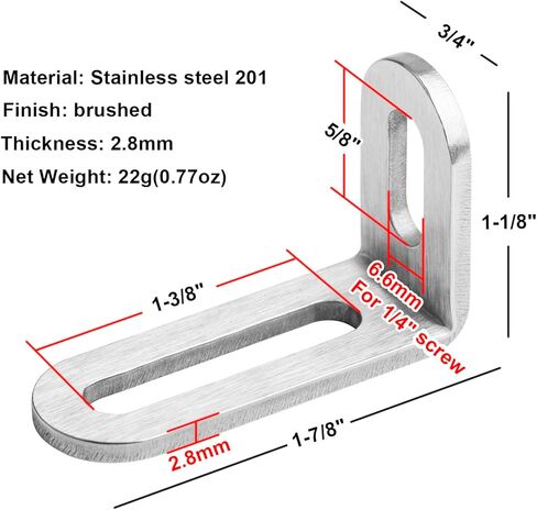 20 Pcs 1-7/8"L x 3/4" W x 1-1/8"H Slotted Corner Brace, Adjustable L Angle Bracket, 1/8" Thick in Saudi Arabia