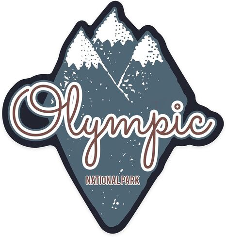 Lantern Press Sticker Olympic National Park, Washington, Mountain Peaks, Blue, Die Cut Vinyl, (Waterproof Decal for Cars, Water Bottles, Laptops, Coolers), Small in Saudi Arabia