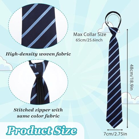 Navy Blue Stripe Zipper School Ties, Formal School Ties for Schools Uniforms, Graduation, Cosplay, Casual in Saudi Arabia