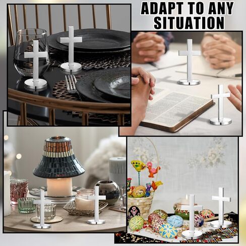 Otoolling 12 Pcs Christian Metal Mini Cross with Stand Bulk 2.36 Inch Tiny Cross for Church Prayer Baptism Favors Mini Christian Religious Gift for Table Centerpieces Christmas Home Decor(Gold) in Saudi Arabia