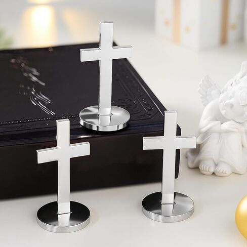Otoolling 12 Pcs Christian Metal Mini Cross with Stand Bulk 2.36 Inch Tiny Cross for Church Prayer Baptism Favors Mini Christian Religious Gift for Table Centerpieces Christmas Home Decor(Gold) in Saudi Arabia