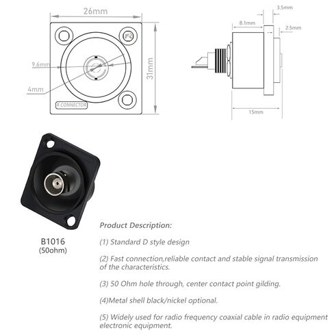 10Pcs/lot BNC Chassis Panel Mount BNC Female Jack Socket Soldering RF Coaxial Wire Connector Black Color(Black) in Saudi Arabia