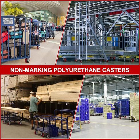 عجلات شديدة التحمل مقاس 5 × 2 بوصة، عجلات صناعية، من مادة البولي يوريثين على عجلة أساسية من البولي أوليفين، سعة/مجموعة تحميل 3200 رطل، محمل أسطواني، لا تترك علامات وكاشطة (2 دوارة و2 صلبة) in Kuwait