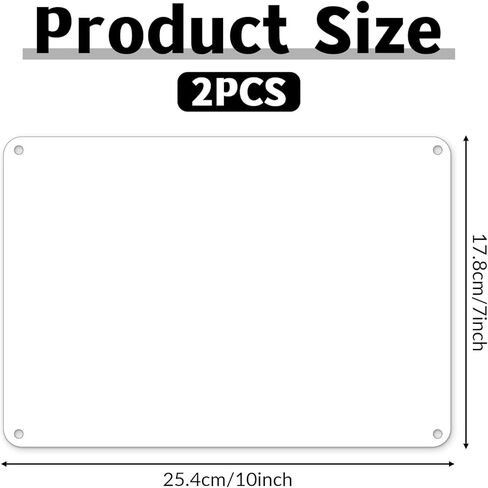 2 Pcs Metal Signs for Outside White Blank Metal Sign 10 x 7 Inches Blank Aluminum Sign Rust Free Aluminum Weather-Resistant Easy Mounting for Indoor Outdoor Use in Saudi Arabia