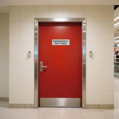 4 Pack Emergency Exit Only Sign Aluminum Self Adhesive 9" x 3" Rust Free Metal Safety Stickers for Business Office Door Wall Glass in Saudi Arabia