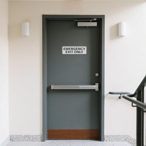 4 Pack Emergency Exit Only Sign Aluminum Self Adhesive 9" x 3" Rust Free Metal Safety Stickers for Business Office Door Wall Glass in Saudi Arabia