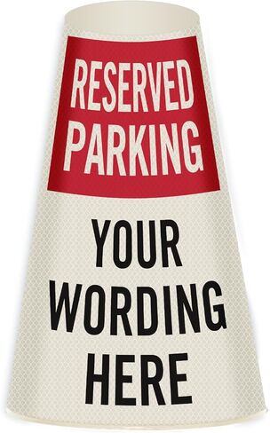 غلاف رسالة مخروطي مخصص لوقوف السيارات من SmartSign، طوق مخروطي من الفينيل عاكس منشوري للسلامة، طباعة ثلاثية الجوانب، أحمر، أسود وأبيض in Kuwait