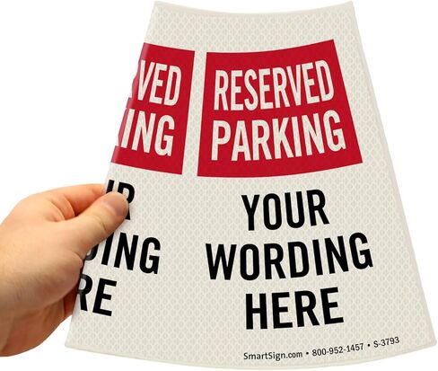 غلاف رسالة مخروطي مخصص لوقوف السيارات من SmartSign، طوق مخروطي من الفينيل عاكس منشوري للسلامة، طباعة ثلاثية الجوانب، أحمر، أسود وأبيض in Kuwait