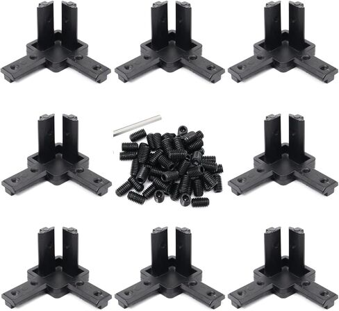 8Pcs 10, 25 Series Aluminum Extrusion Profile Tri Bracket 3-Way End Cap Corner Right Angle 1" x 1" 1 Inch Connector with Screws for 1010 2525 Extruded Aluminium Esquina Profil in Saudi Arabia