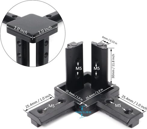 8Pcs 10, 25 Series Aluminum Extrusion Profile Tri Bracket 3-Way End Cap Corner Right Angle 1" x 1" 1 Inch Connector with Screws for 1010 2525 Extruded Aluminium Esquina Profil in Saudi Arabia