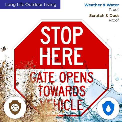 بوابة Stop Here تفتح نحو لافتة السيارة، 12x12 بوصة، سمك 55 مل HDPE (البولي إيثيلين عالي الكثافة)، صنع في الولايات المتحدة الأمريكية in Saudi Arabia
