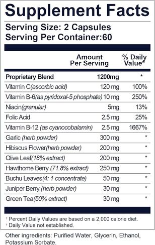 1200 مجم لتخفيف طنين الأذن - مكمل متقدم لدعم صحة الأذن مع الكركديه وتوت الزعرور - راحة مهدئة لضوضاء الأذن - غير معدل وراثيًا ونباتي - 120 كبسولة in Kuwait