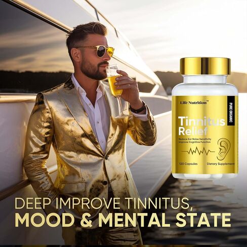 1200 مجم لتخفيف طنين الأذن - مكمل متقدم لدعم صحة الأذن مع الكركديه وتوت الزعرور - راحة مهدئة لضوضاء الأذن - غير معدل وراثيًا ونباتي - 120 كبسولة in Kuwait