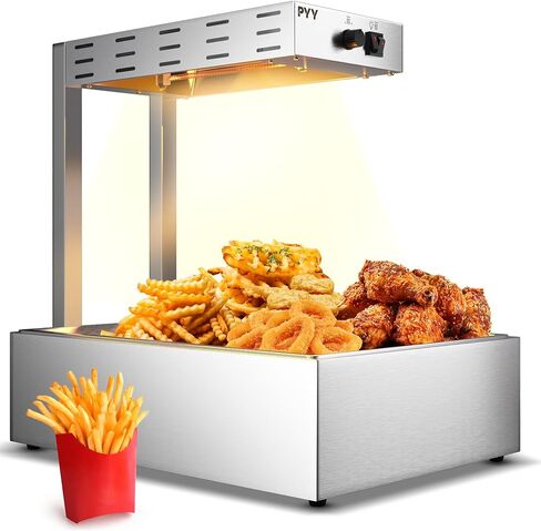 PYY French Fry Warmer - 450W Food Heat Lamp for Chips Commercial Heat Light Free, Food Warmer Countertop, Standing Warming Dump Station Churros Fried Food, Home, Restaurant, Silver in Saudi Arabia