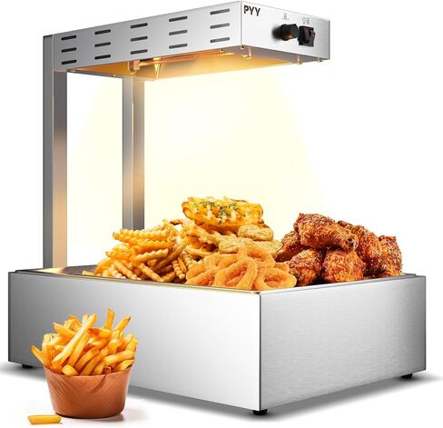 Pyy French Fry Warmer - 450W Food Heat Lamp for Chips Commercial Heat Light Free ، Confertop أكثر دفئًا ، ومحطة تفريغ الاحترار ، والمنزل ، والمنزل ، والمطعم ، والفضة in Kuwait