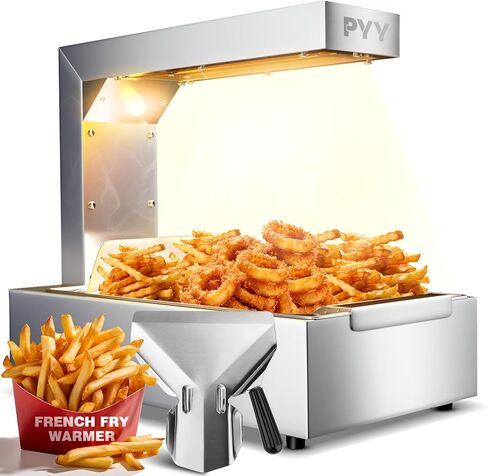Pyy French Fry Warmer - 450W Food Heat Lamp for Chips Commercial Heat Light Free ، Confertop أكثر دفئًا ، ومحطة تفريغ الاحترار ، والمنزل ، والمنزل ، والمطعم ، والفضة in Kuwait