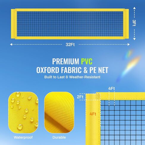 مجموعة شبكة كرة طائرة احترافية للاستخدام الخارجي مع أكمام للذراع ولوحة ثابتة للشاطئ، شبكة معززة شديدة التحمل مكونة من 32 طبقة مع رافعة فولاذية مضادة للترهل، وأعمدة قابلة لضبط الارتفاع، وحقيبة حمل لحديقة الشاطئ في الفناء الخلفي in Kuwait