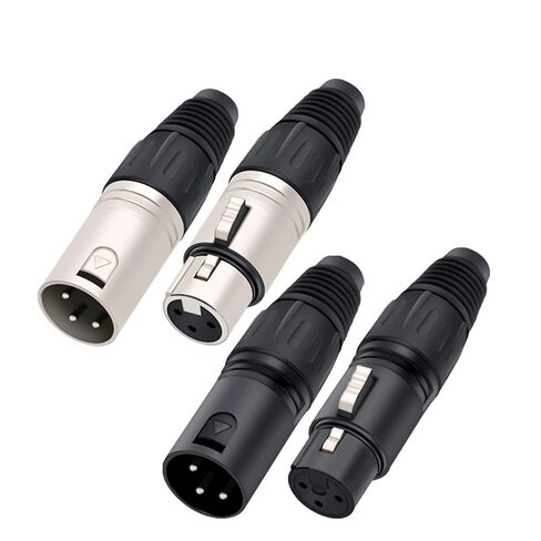 3 Pin X L R Male/Female Plug Wire Connector 3 Poles X L R Microphone Plug MIC Cable Terminal Connector Black Silver 1Pcs(1xF-Silver) in Saudi Arabia