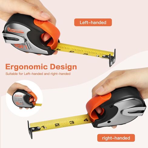 Tape Measure 16ft/5m Self-Locking, Retractable Tape Measure with Fractions, Imperial/Metric Scale, Magnetic Hooks, Rubber + Stainless Steel Case for Home, Construction & DIY in Saudi Arabia