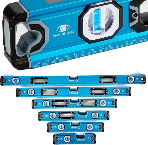 مجموعة مستويات الروح مكونة من 6 قطع (12 بوصة، 16 بوصة، 20 بوصة، 24 بوصة، 32 بوصة، 40 بوصة)، مجموعة مستويات مع طوربيد مغناطيسي، قياس الفقاعات 45 درجة/90 درجة/180 درجة، مستويات من سبائك الألومنيوم، تصميم مفتوح من الأعلى in Kuwait