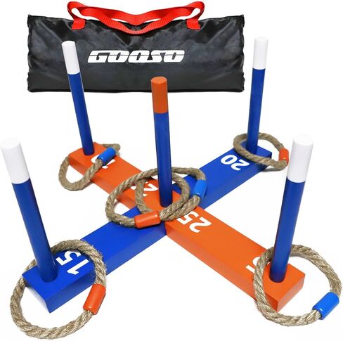 لعبة القذف الدائري للأطفال من جوسو - لعبة داخلية وخارجية للعائلة والكبار مع 5 أقطاب وقاعدتين و6 حلقات بلونين، وأنشطة الحفلات في الفناء الخلفي للبالغين وألعاب الحديقة للأطفال in Kuwait