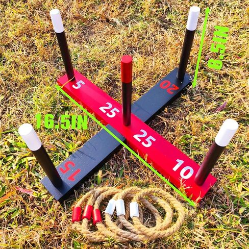 GOOSO Ring Toss Game for Kids - Indoor & Outdoor Game for Family and Adults with 5 Poles, 2 Bases and 6 Rings in 2 Colors, Backyard Party Activities for Adults Lawn Games for Kids in Saudi Arabia