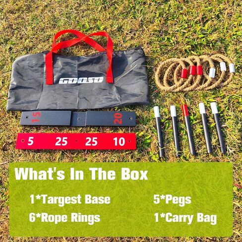 GOOSO Ring Toss Game for Kids - Indoor & Outdoor Game for Family and Adults with 5 Poles, 2 Bases and 6 Rings in 2 Colors, Backyard Party Activities for Adults Lawn Games for Kids in Saudi Arabia